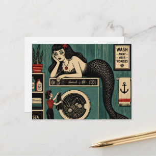 Carte Postale Sirène de milieu de siècle au jour de lessive