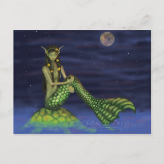 Carte Postale Sirène de trempage fin sur Turtle Back