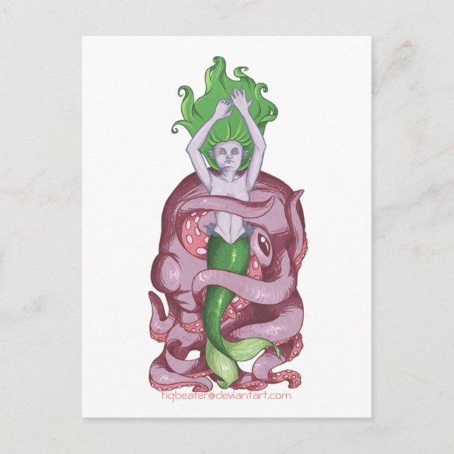 Carte Postale Sirène d'Octopus (Devant)