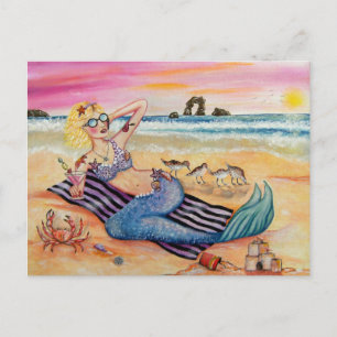 Carte Postale Sirène en vacances