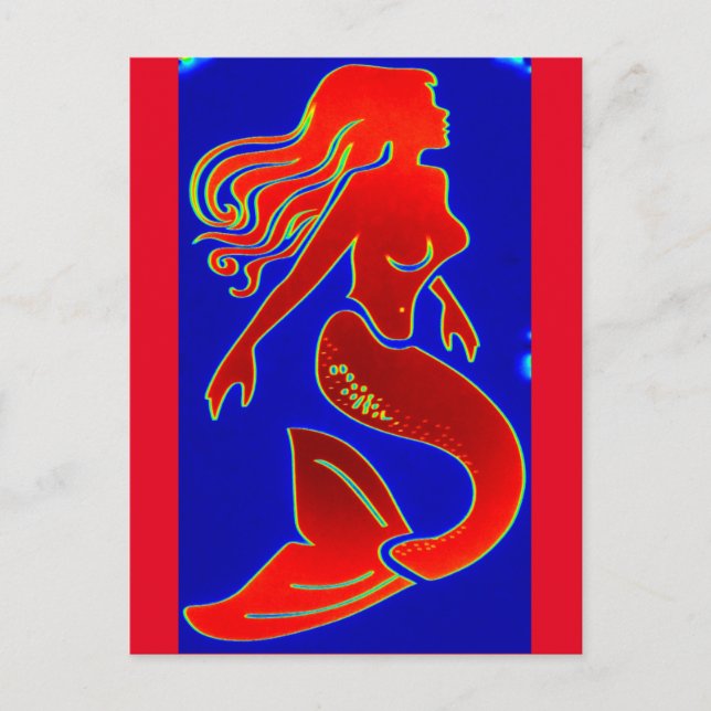 Carte Postale sirène rouge (Devant)