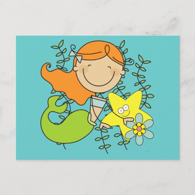 Carte Postale Sirène rousse (Devant)