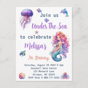 Carte Postale Sirène sous la fête d'anniversaire de la mer