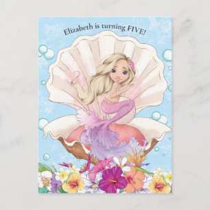 Carte Postale Sirène Sous L'Invitation D'Anniversaire De La Mer
