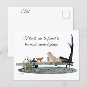 Carte Postale Sirène Sur Bateau Dock