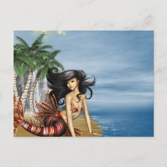 Carte postale Sirène sur la plage (Devant)