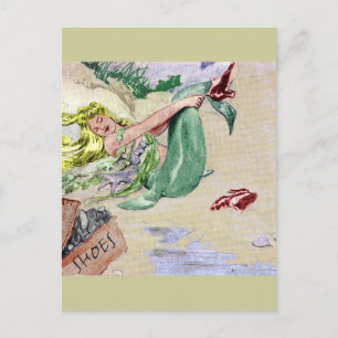 Carte Postale Sirène vintage en couleur