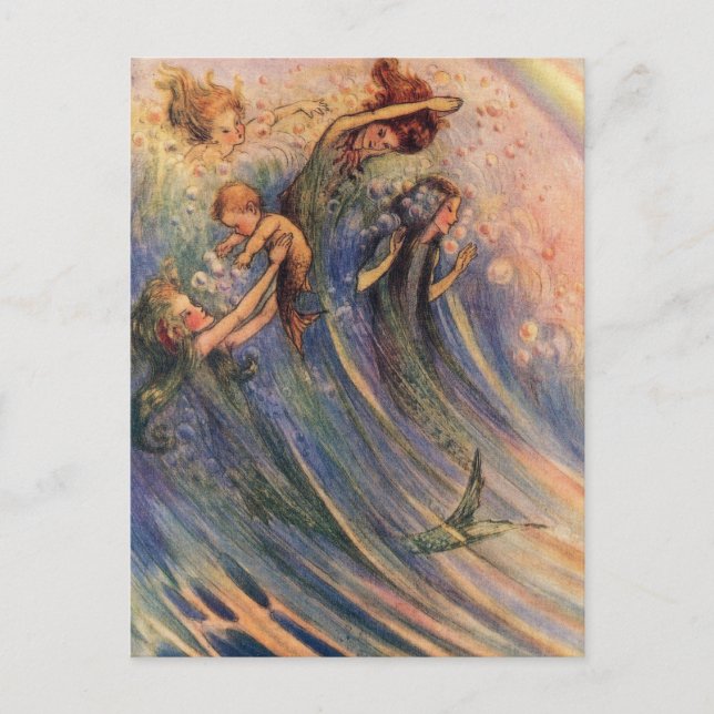 Carte Postale Sirènes et bébés (Devant)