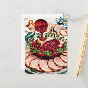 Carte Postale Sirènes Rétro Nagent dans des Canneberges