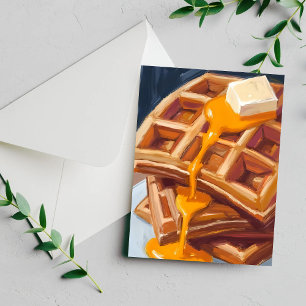 Carte Postale Sirop de gaufre Petit-déjeuner Aquarelle Peinture