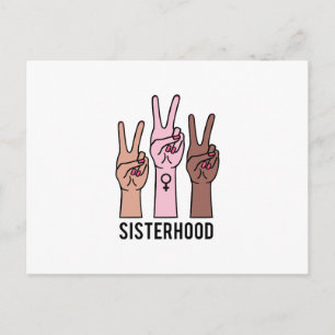Carte Postale Sisterhood, main féminine avec signe de paix