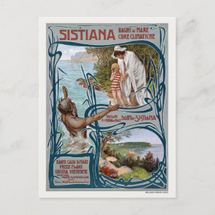 Carte Postale Sistiana Italie Poster Vintage voyage 1900