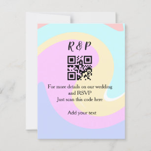 Carte Postale site web de mariage rsvp q r code ajouter nom text