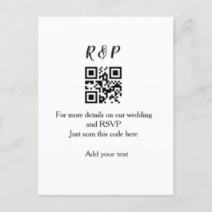 Carte Postale site web de mariage rsvp q r code ajouter nom text