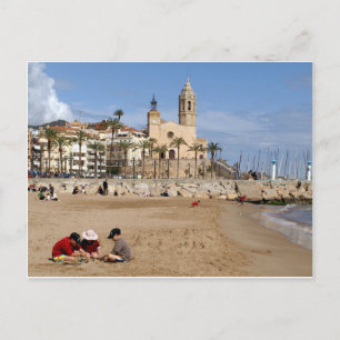 Carte Postale Sitges, Barcelone, jocs a la platja