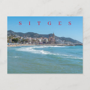 Carte postale Sitges vue mer et église