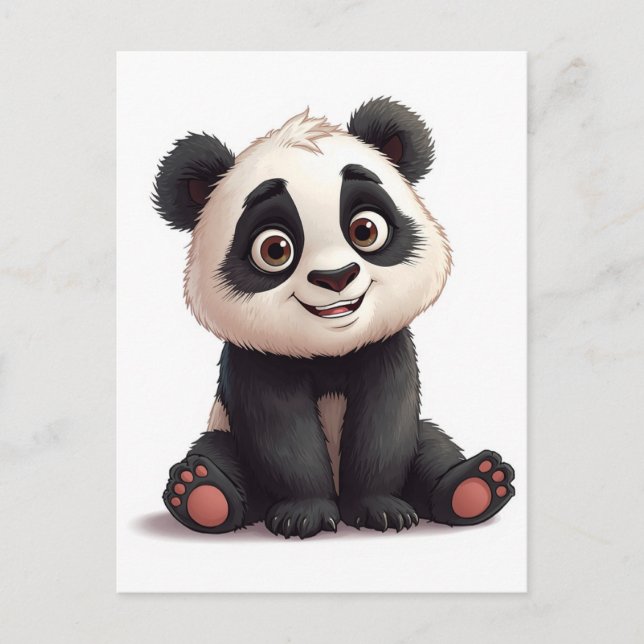 Carte Postale Sitting Panda Bear Cartoon Illustration Artwork (Devant)