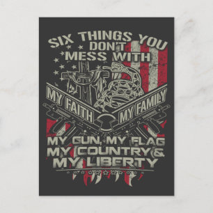 Carte Postale six choses que vous ne gâchez pas avec ma famille,