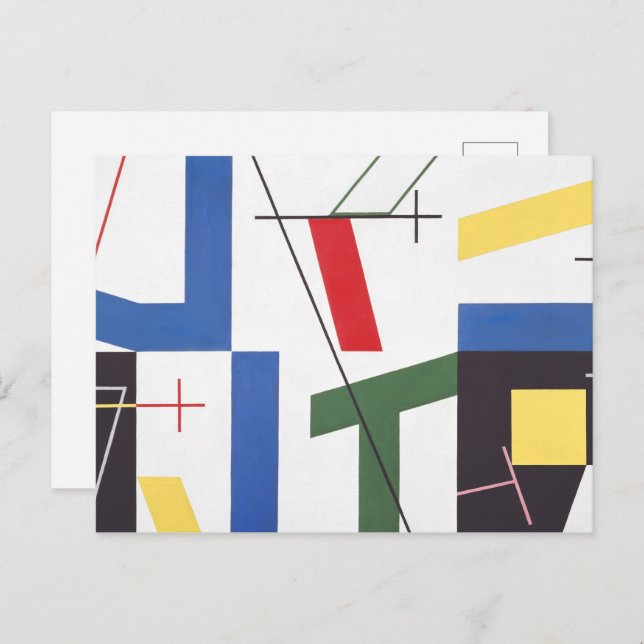 Carte Postale Six espaces avec croix | Sophie Taeuber-Arp | (Devant / Derrière)