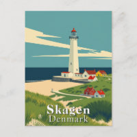 Skagen, Danemark Lighthouse Retro Art