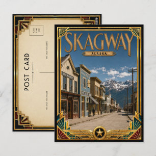 Carte Postale Skagway Alaska Art Déco vintage de l'âge d'or