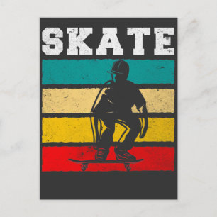 Carte Postale Skate Boy Skateboard Kid Retro