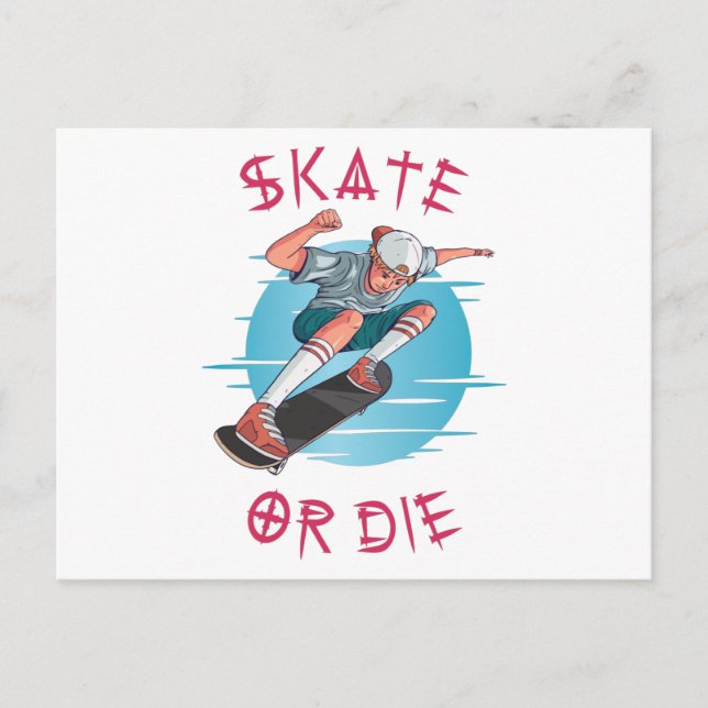 Carte Postale Skate ou die Skateboarder Garçon (Devant)