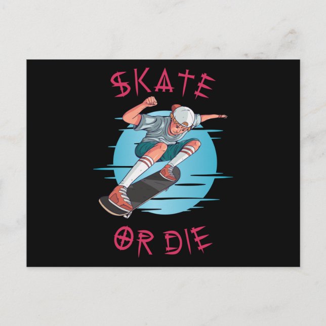 Carte Postale Skate ou die Skateboarder Garçon (Devant)