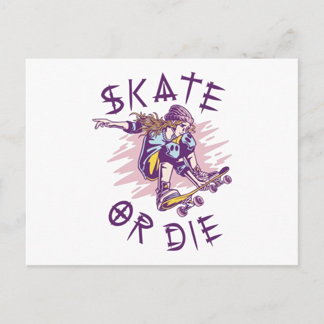 Carte Postale Skate ou die Skateboarder Girl (Devant)