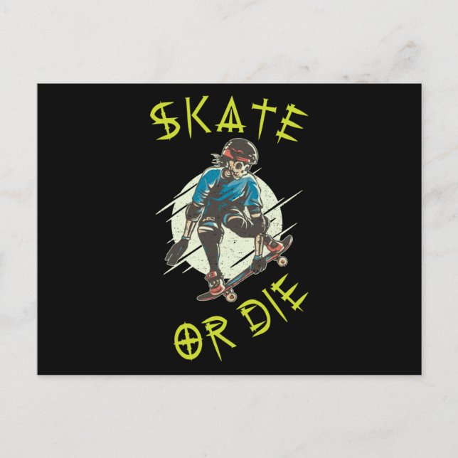 Carte Postale Skate ou die Skeleton Skateboarder (Devant)