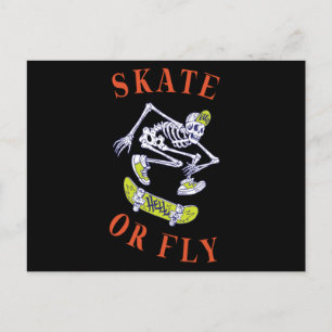 Carte Postale Skate ou volez Skeleton Skateboarder