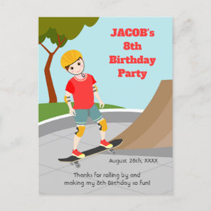 Carte Postale Skate Park Fun Boy Fête d'anniversaire