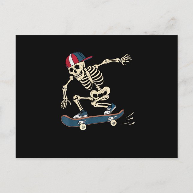 Carte Postale Skateboard Skeleton Halloween Skateboard Skateboar (Devant)