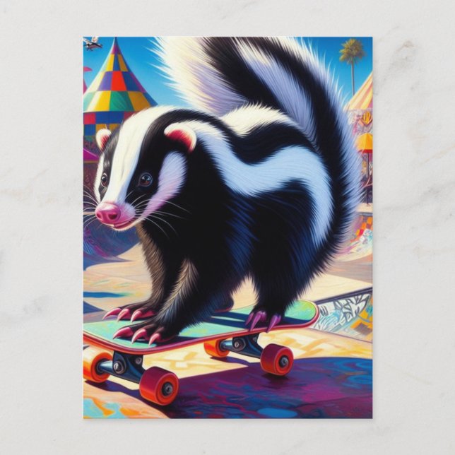 Carte Postale Skateboard Skunk (Devant)