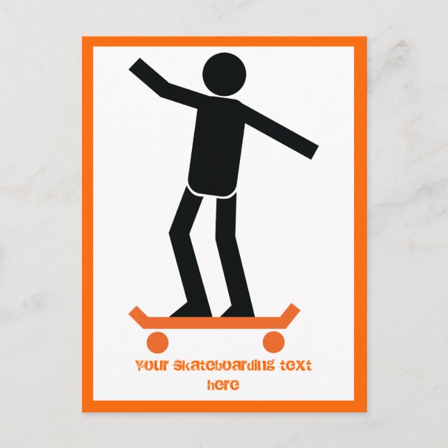 Carte Postale Skateboardeur sur son skateboard personnalisé (Devant)
