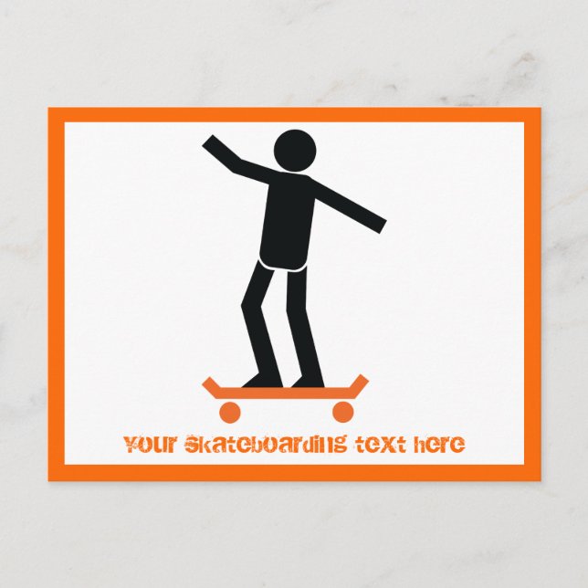 Carte Postale Skateboardeur sur son skateboard personnalisé (Devant)
