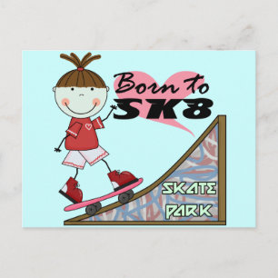 Carte Postale SKATEBOARDING - Brunette Girl Tshirts et cadeaux