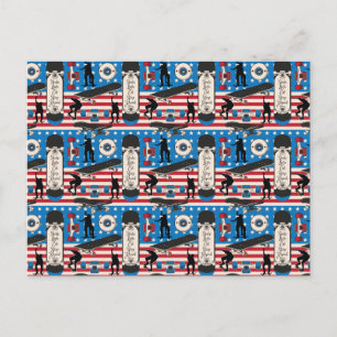 Carte Postale Skateboarding Patriotique Skateboardeur USA