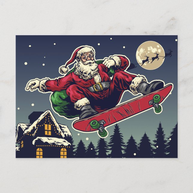 Carte Postale Skater Père Noël (Devant)