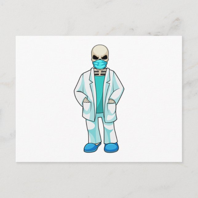 Carte Postale Skeleton comme docteur avec masque visage (Devant)