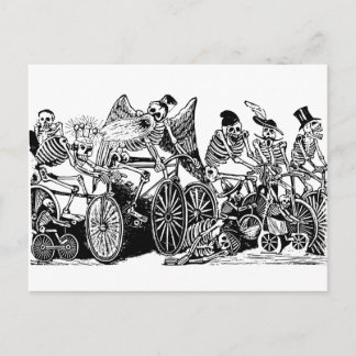 Carte Postale Skeleton Cyclistes par José Guadalupe Posada