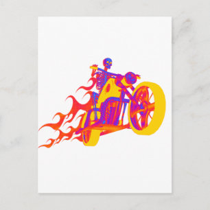 Carte Postale Skeleton en moto