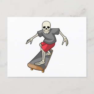 Carte Postale Skeleton en skateboard