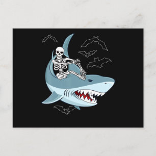 Carte Postale Skeleton équitation requin Drôle cadeaux d'Hallowe