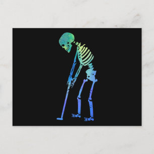 Carte Postale Skeleton Golfer Funny Halloween Golf Sport