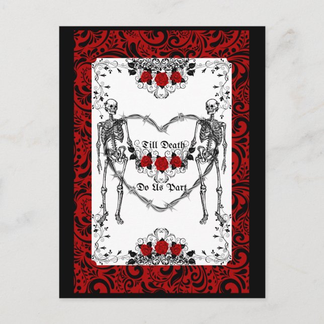 Carte Postale Skeleton gothique jusqu'à la mort nous sépare (Devant)