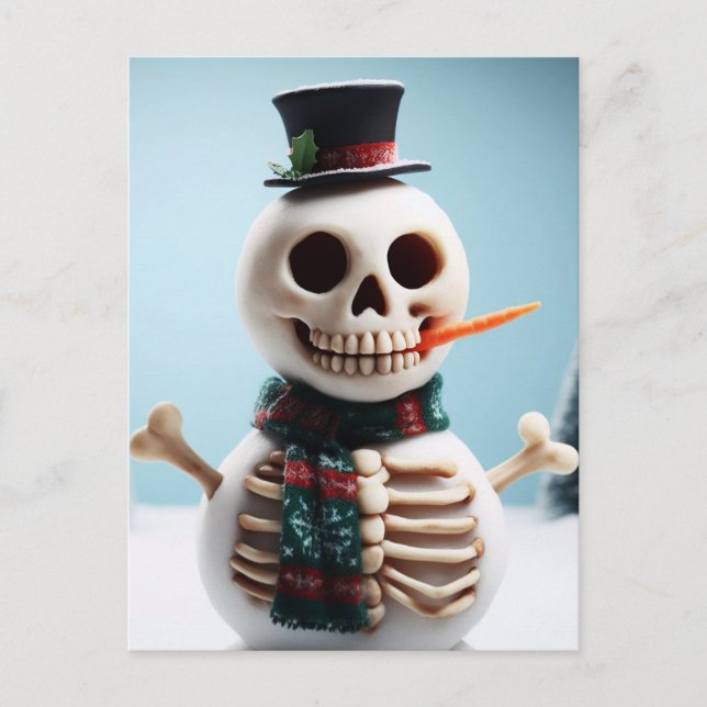 Carte Postale Skeleton Snow Man With Carrot and Scarf (Devant)