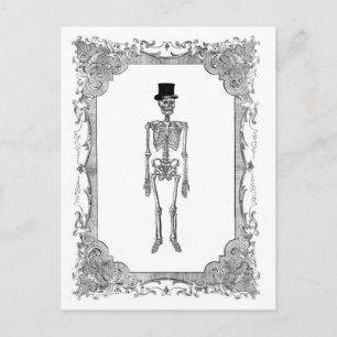 Carte Postale Skeleton Top Hat Vintage Frame Halloween