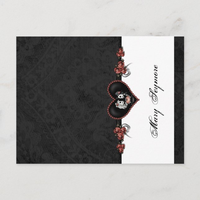 Carte Postale Skeletons Black AJOUT NAME GLOSS Plaque (Devant)