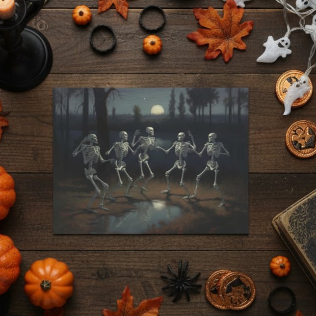 Carte Postale Skeletons de danse de découpage d'Halloween (Créateur téléchargé)